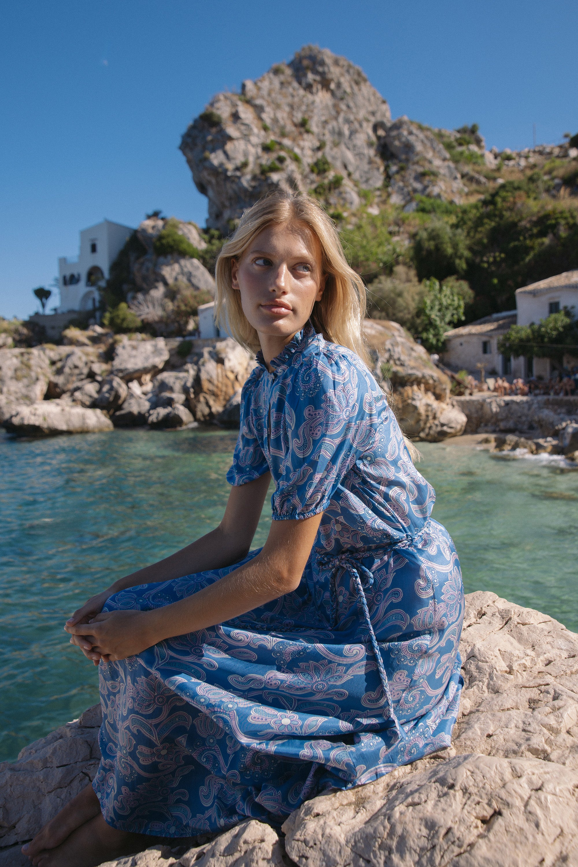 Oceanus Dress - Brocade Indigo