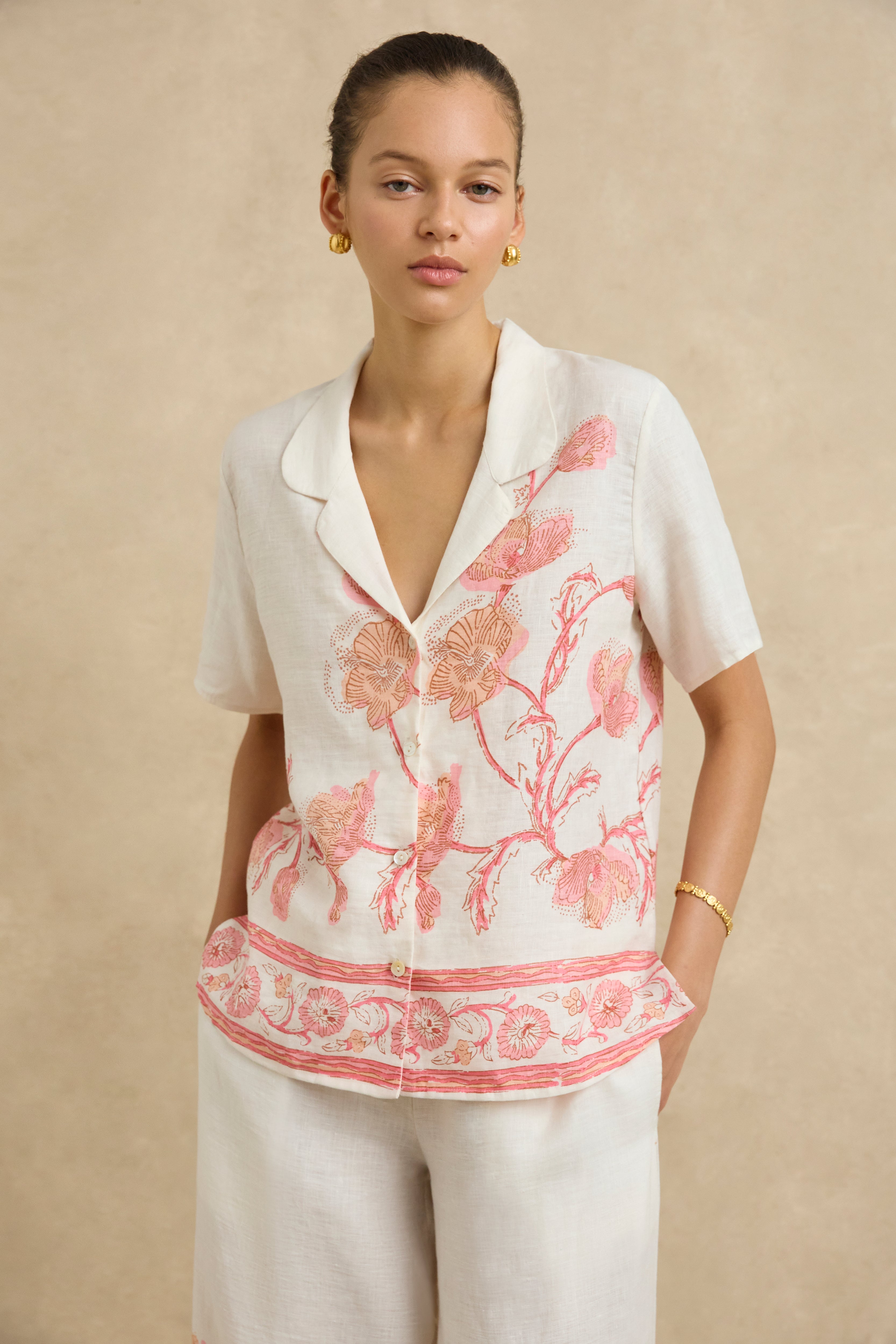 Gabriella Shirt - Hibiscus Bloom Pink