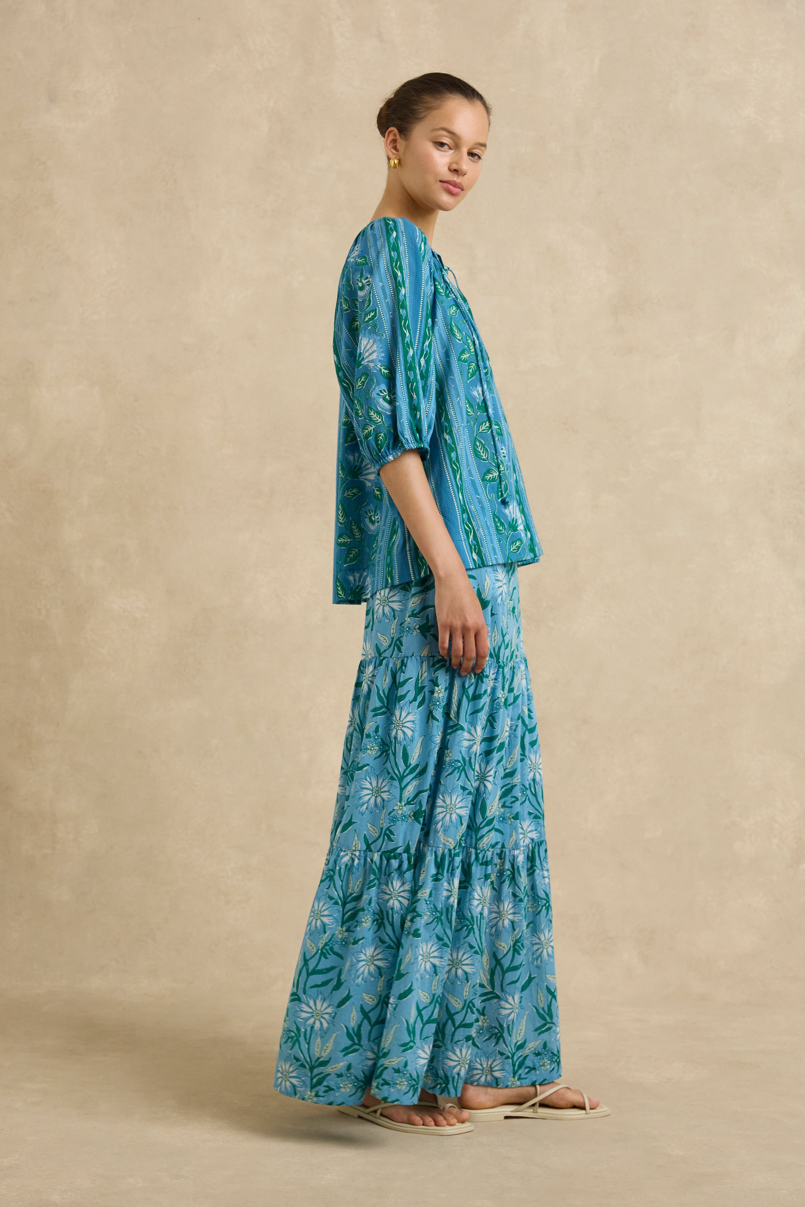 Ria Top - Spring Daisy Blue
